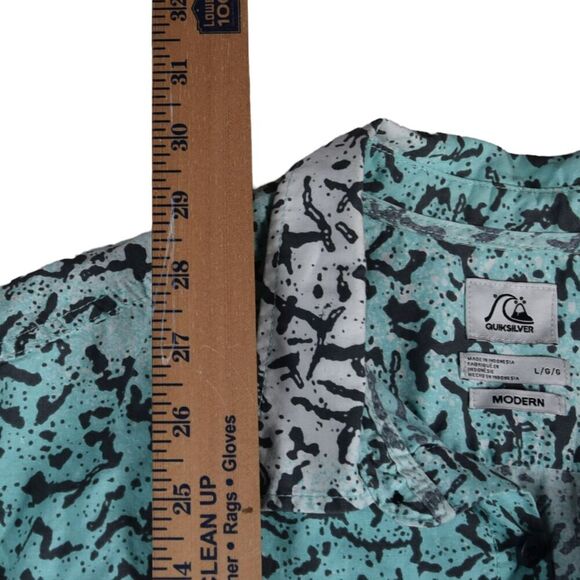 Quiksilver Mens Throwback Oldskool Surf Shirt  Short Sleeve Modern Fit 90s y2k L - Picture 4 of 9